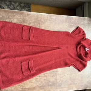 Red Knit Dress with Pockets
